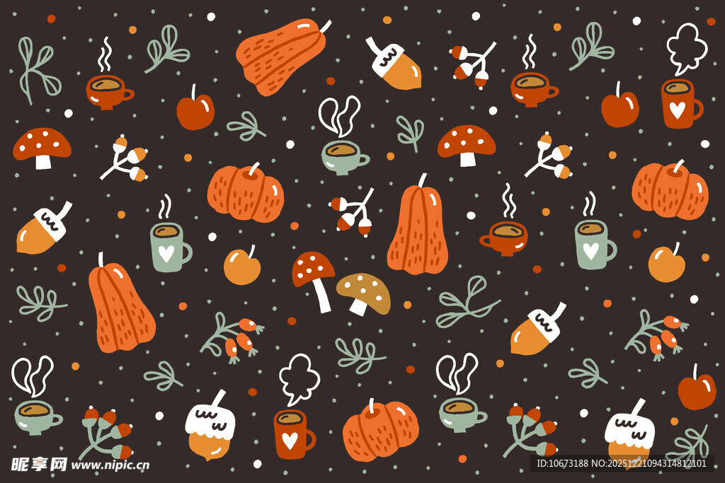 万圣节元素无缝图案背景