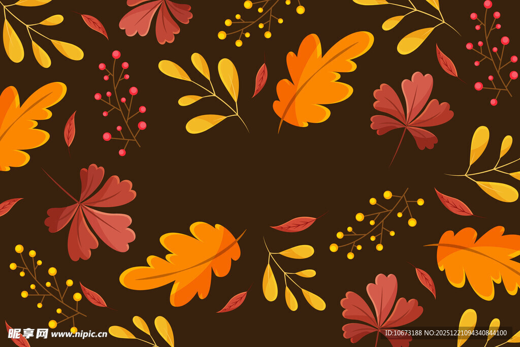 秋季树叶花纹背景图案