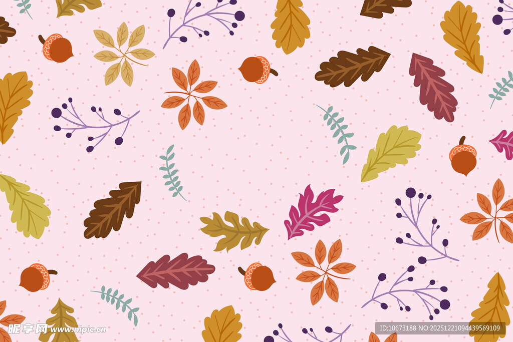 秋季多彩树叶图案背景