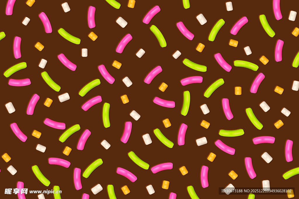巧克力色背景彩色糖屑图案