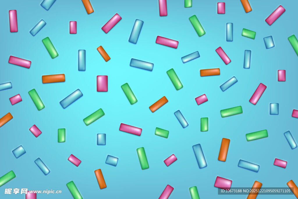 缤纷多彩的糖果散落在蓝背景