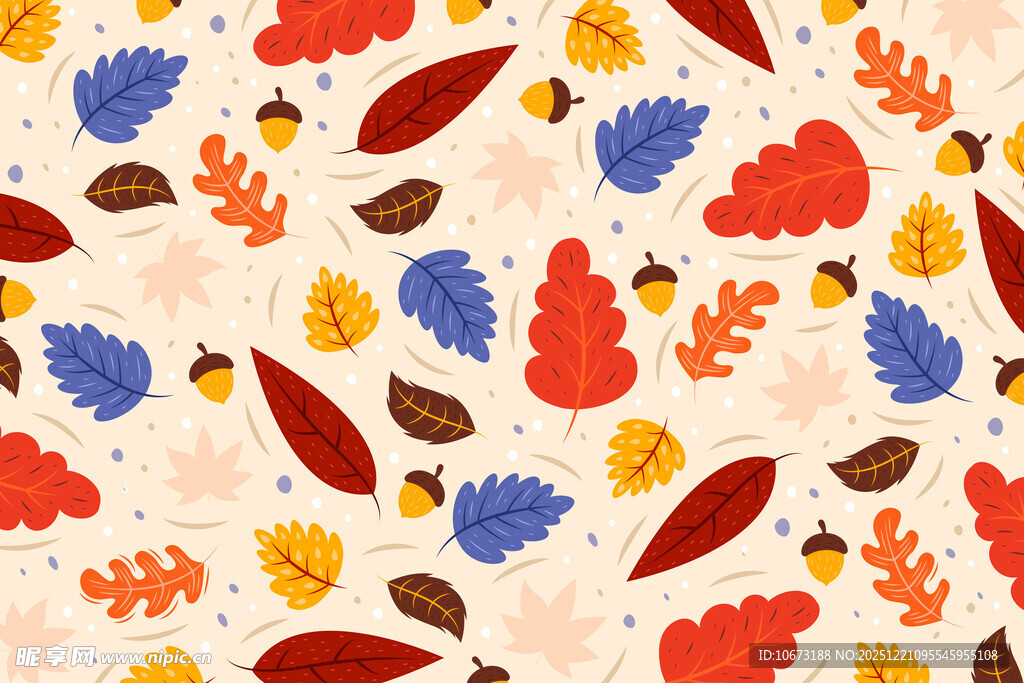 秋季树叶橡果图案背景