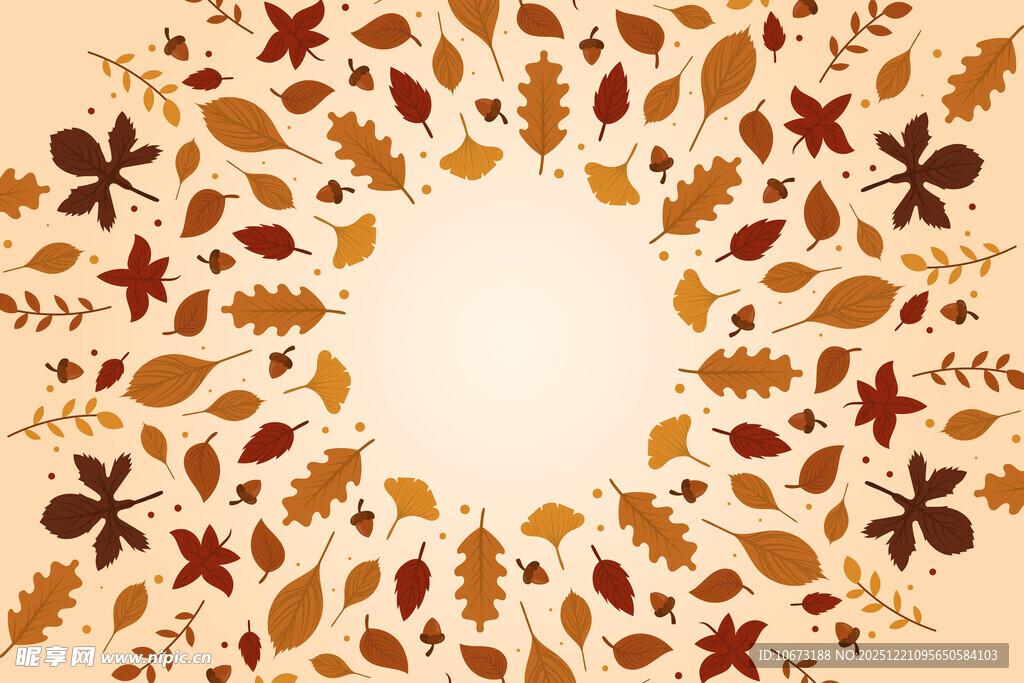 秋季树叶环绕的圆形图案