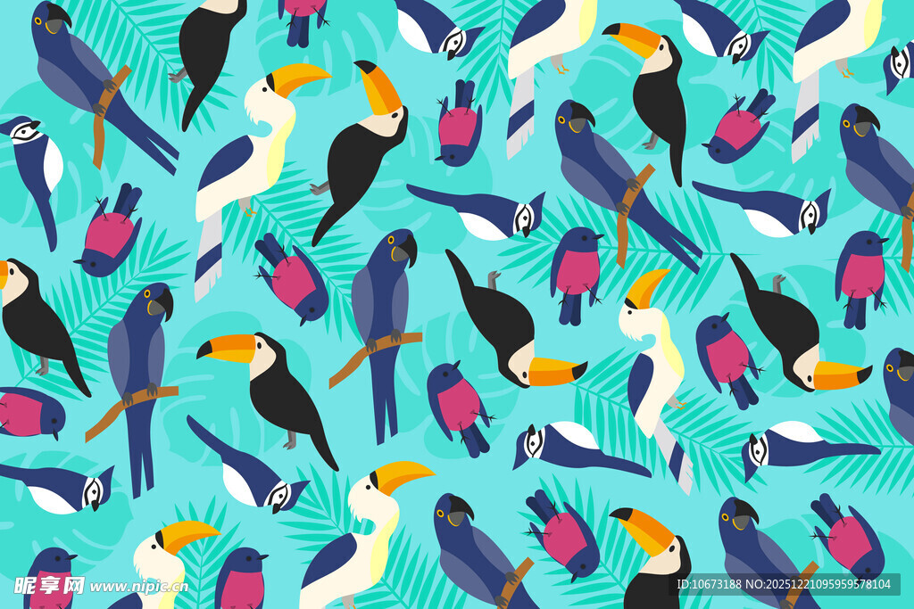 多彩巨嘴鸟图案背景