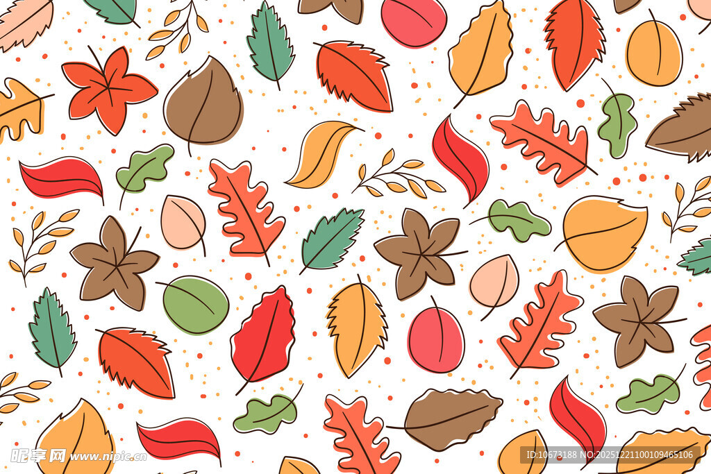 秋季缤纷树叶图案背景