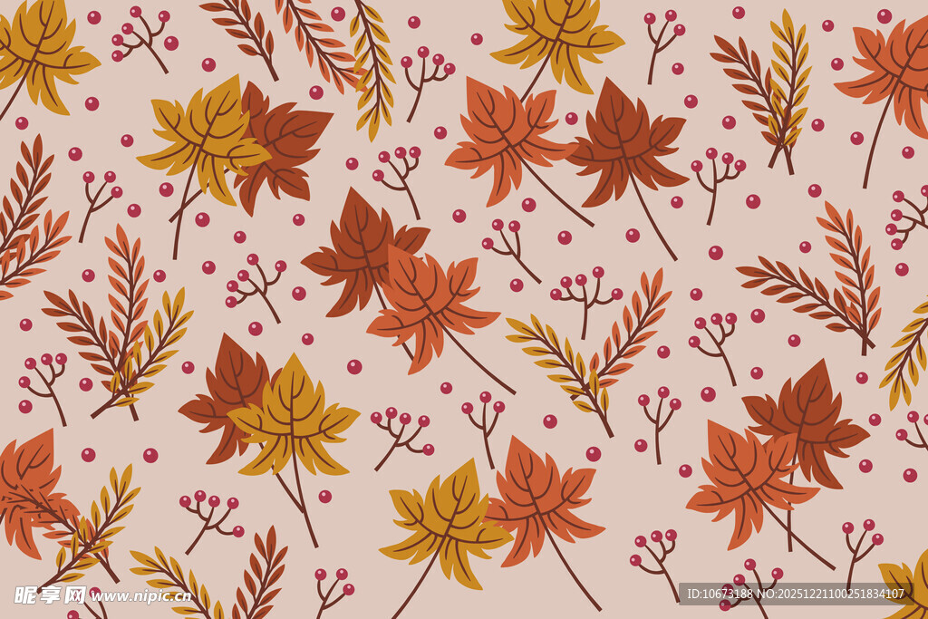 秋季枫叶花卉图案背景