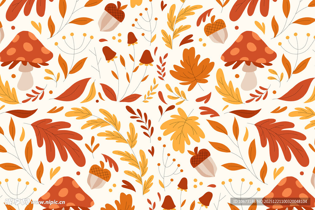 秋季树叶花卉图案背景