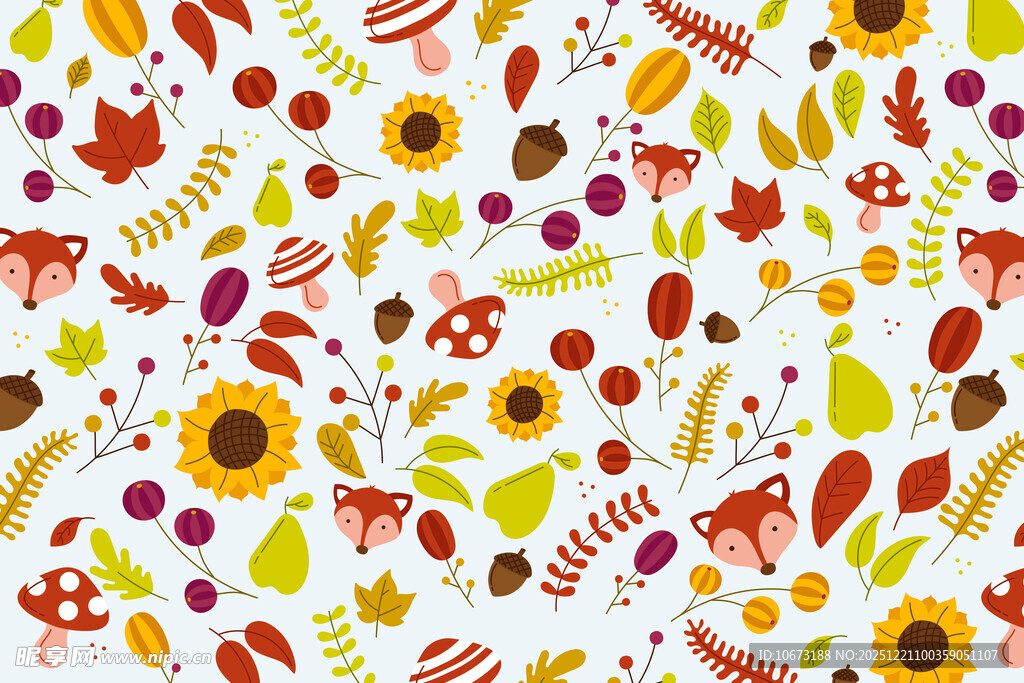 多彩秋季植物图案背景