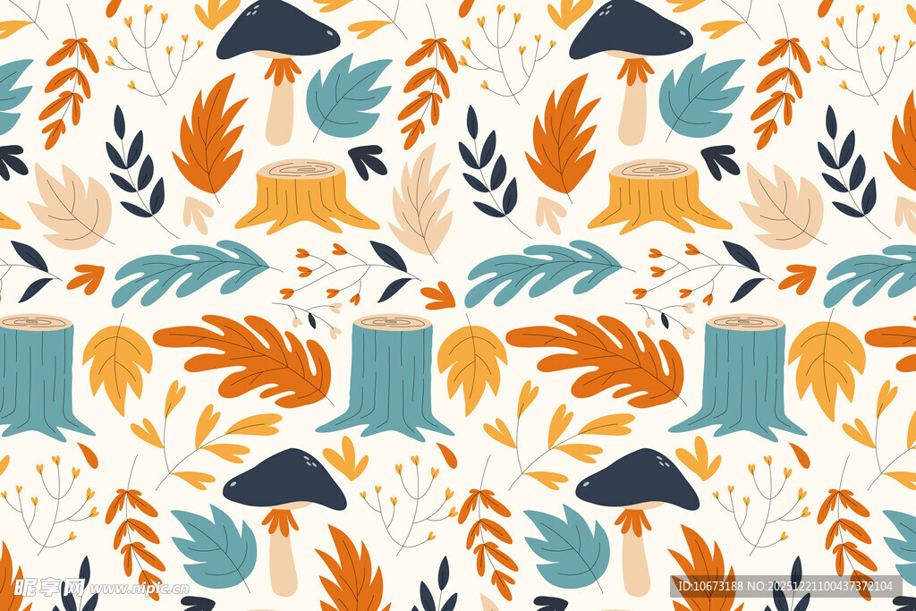 抽象几何植物图案背景