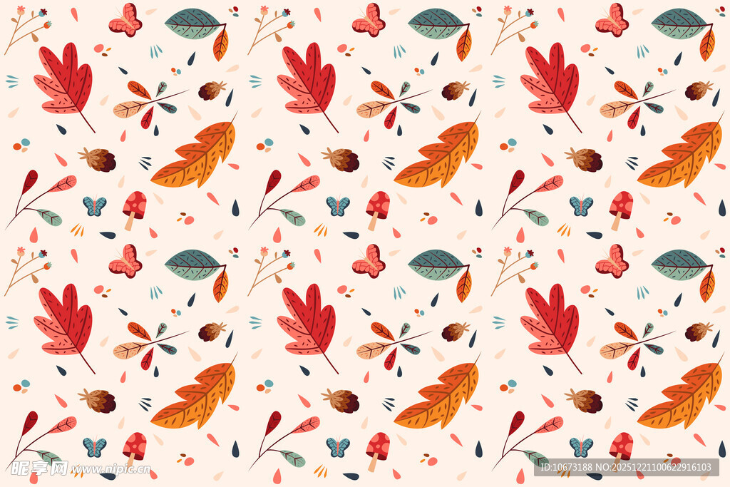 秋季树叶花卉图案背景