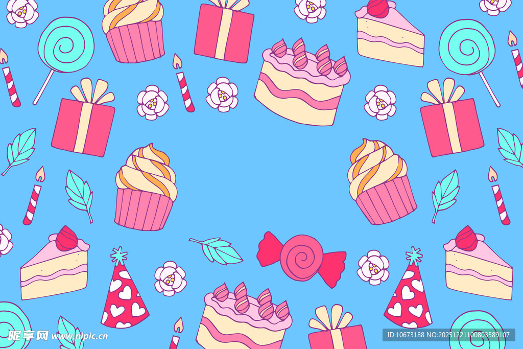 缤纷甜点与礼物图案背景