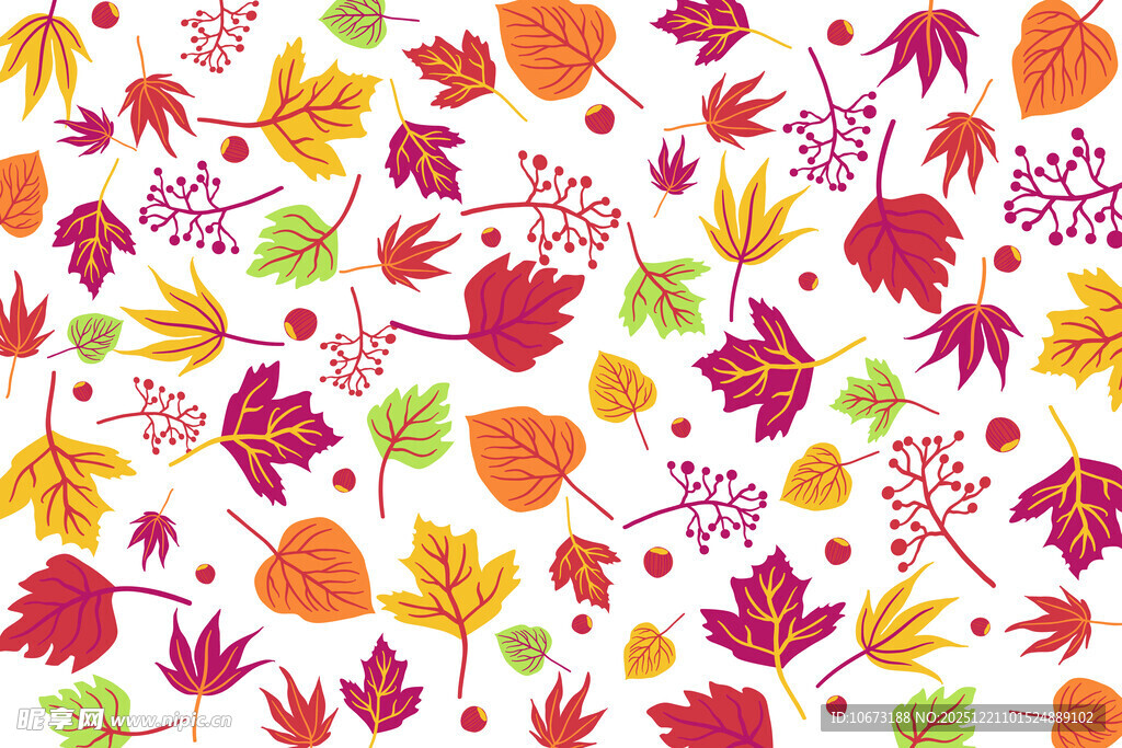 秋季多彩树叶图案背景