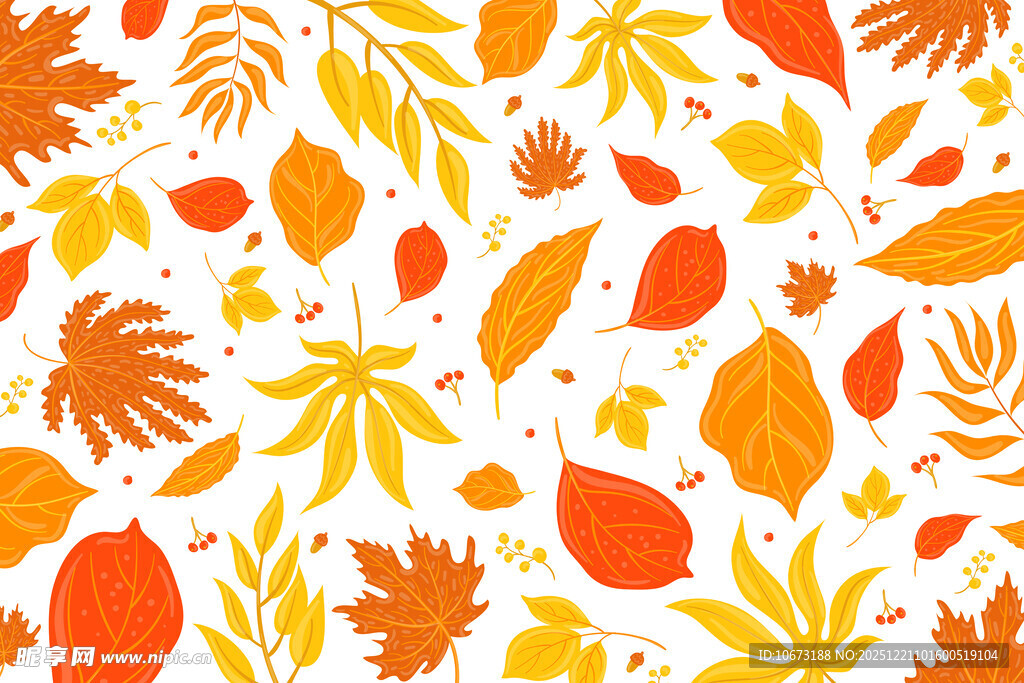 秋季树叶无缝图案背景