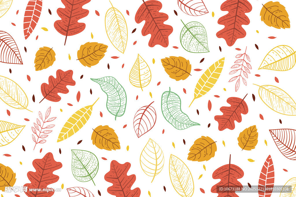 秋季多彩树叶图案背景