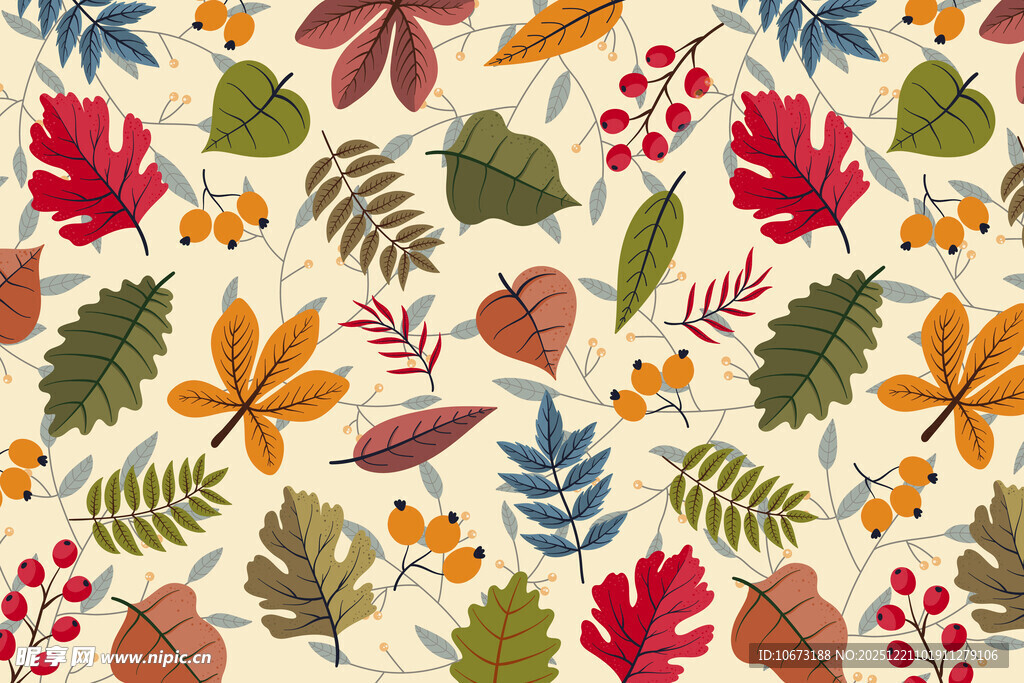秋季多彩树叶图案背景