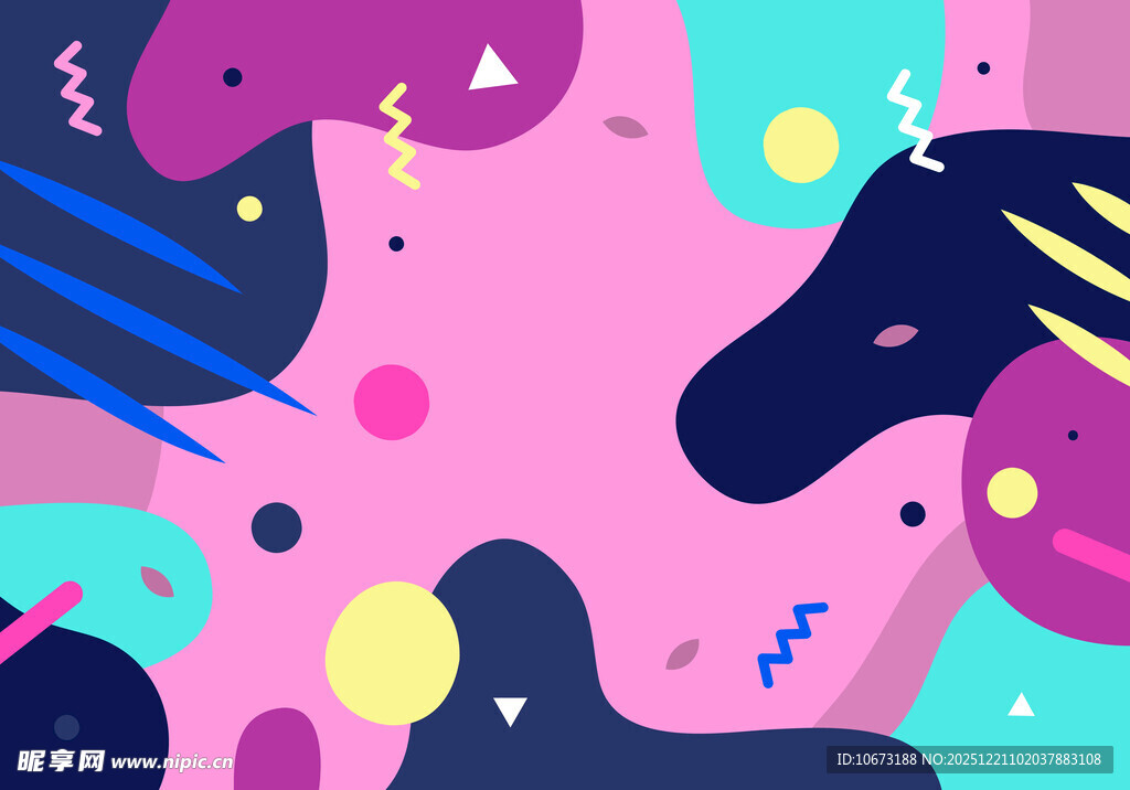 梦幻多彩抽象几何图案背景