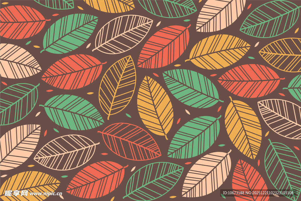 多彩秋叶无缝图案背景