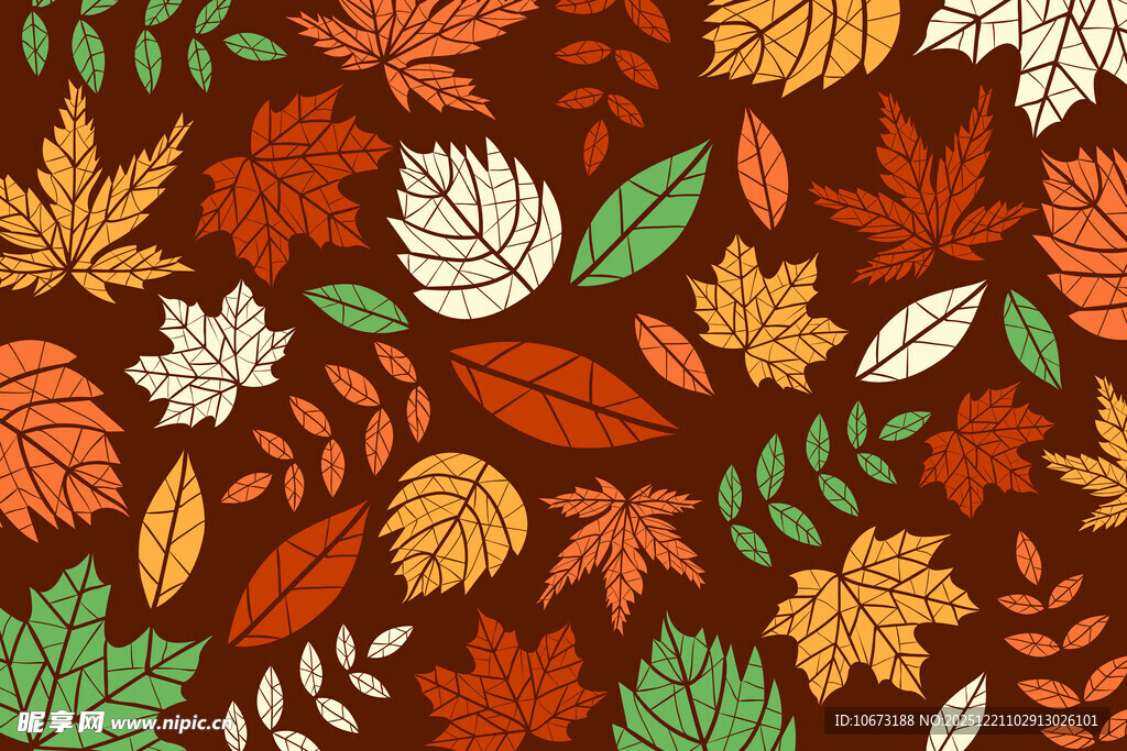 秋季多彩树叶无缝图案