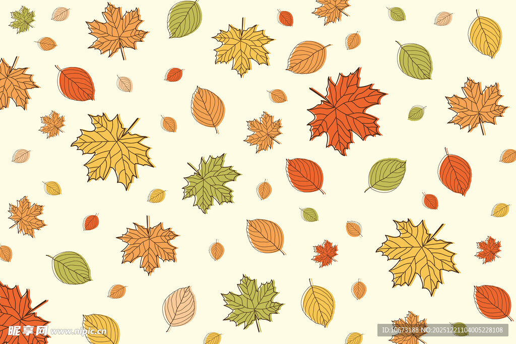 秋季落叶无缝背景图案