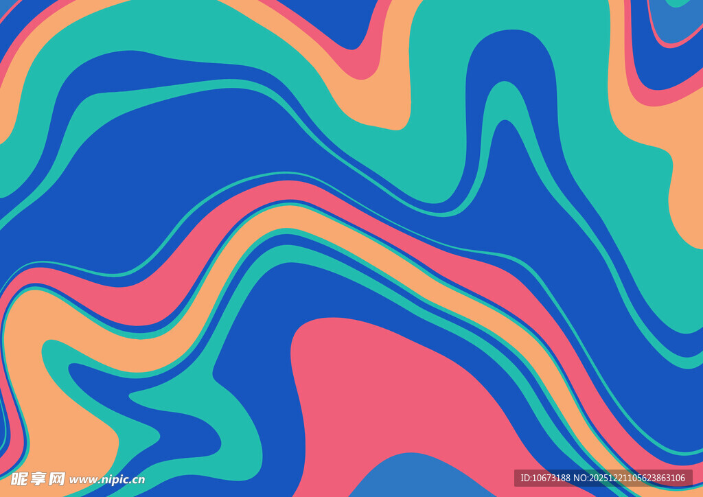 多彩波浪抽象图案