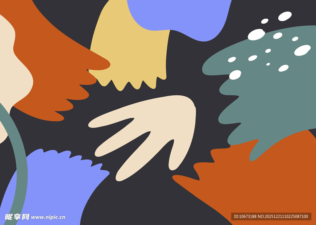 手与多彩图案的创意组合