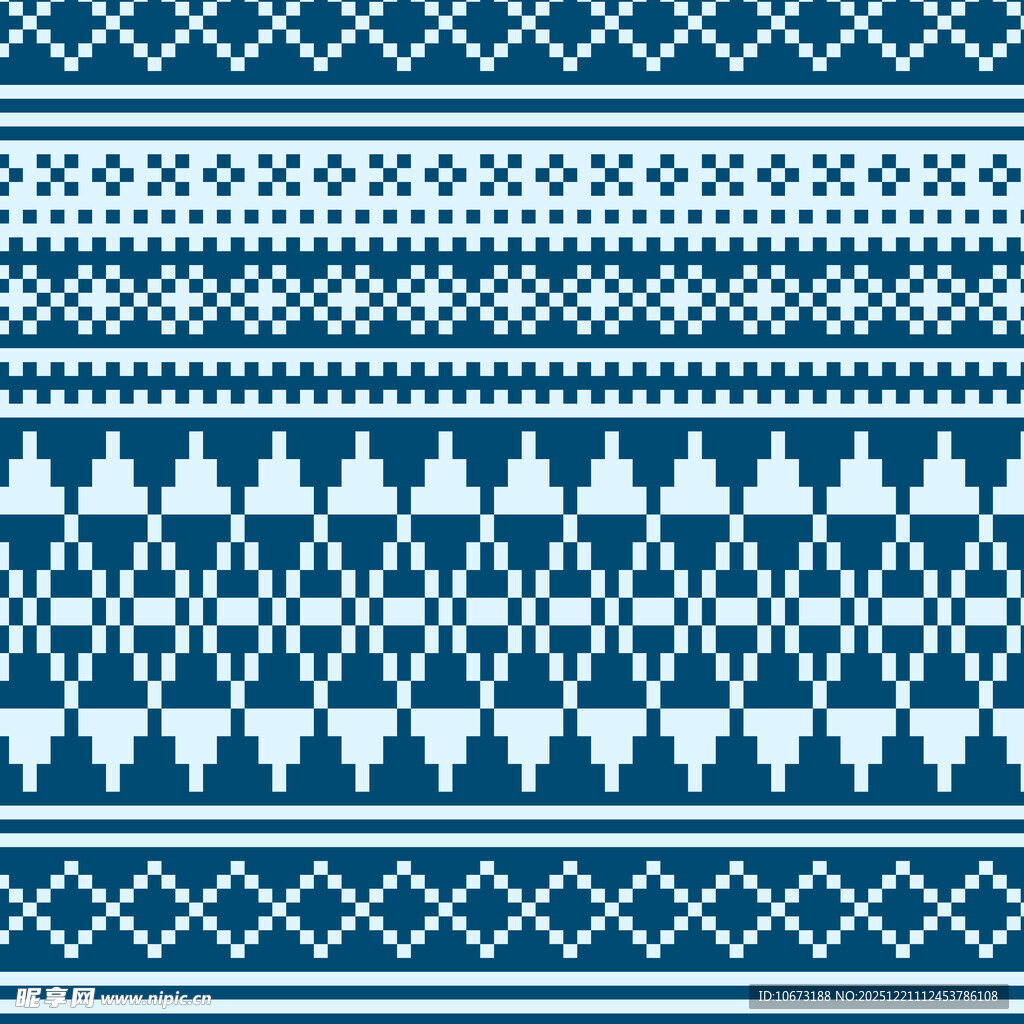 蓝白几何图案针织纹理