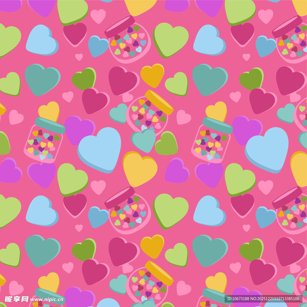 多彩爱心图案背景
