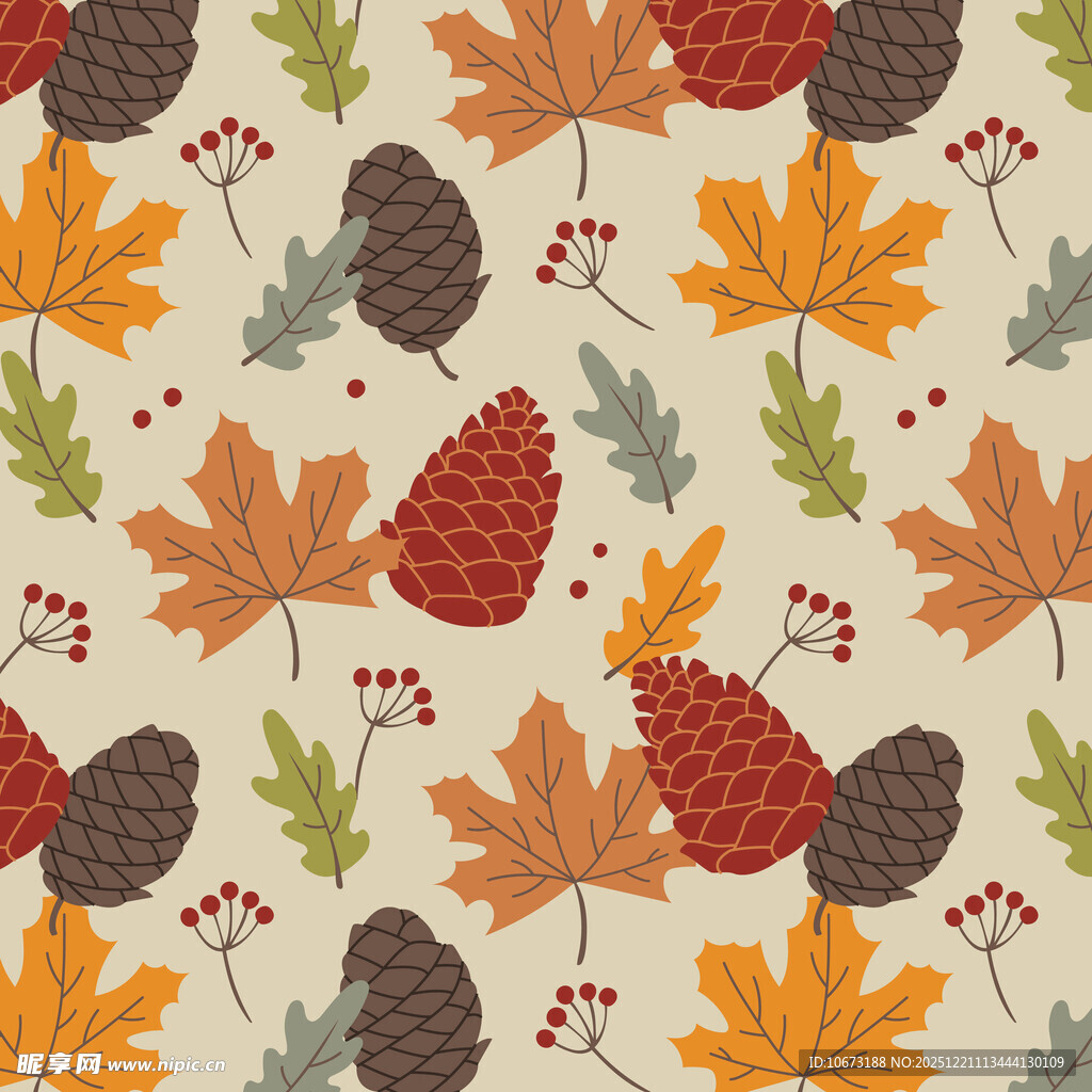 秋季落叶松果图案背景