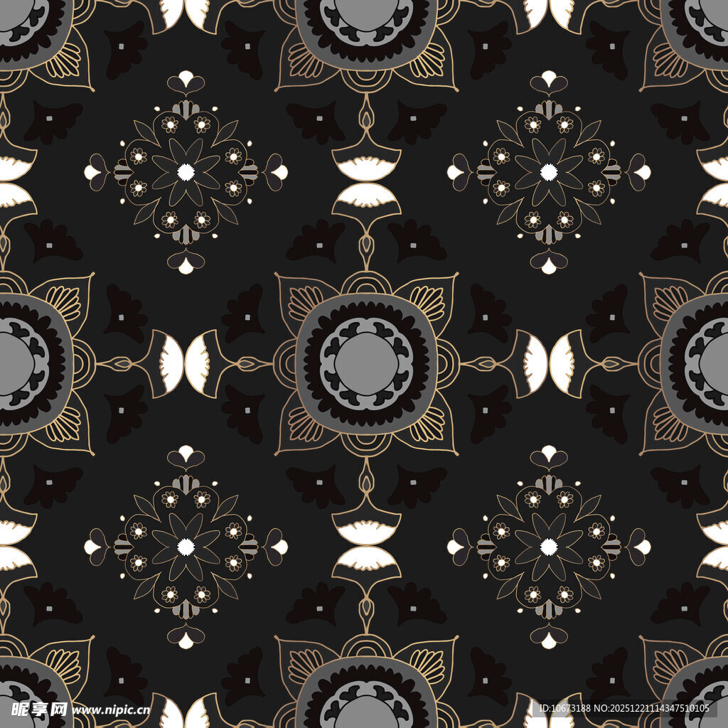 黑色几何花纹图案设计