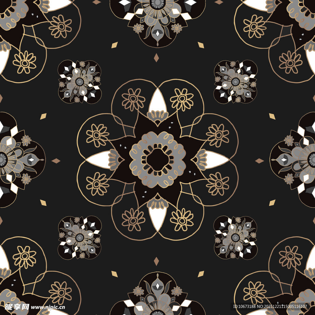 黑金花卉几何图案纹理