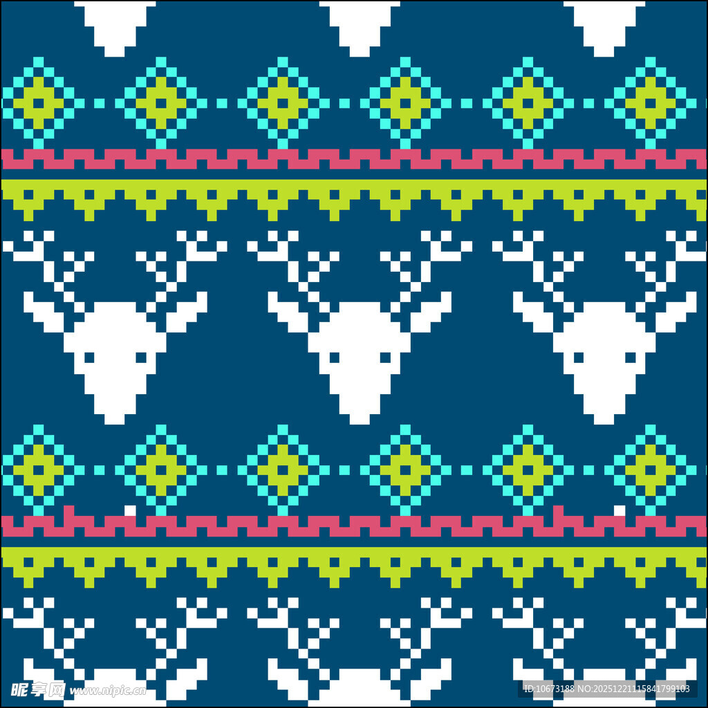 北欧风几何动物图案织物