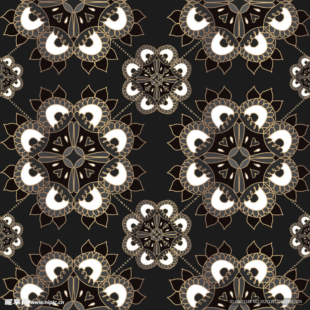 黑色底精致花纹图案