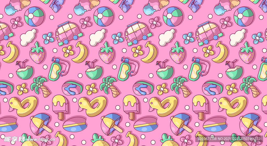 多彩卡通水果图案背景