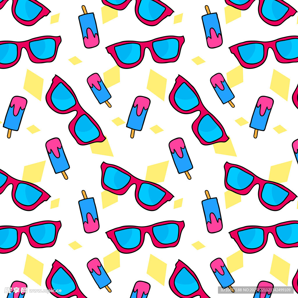 夏日清凉元素无缝图案