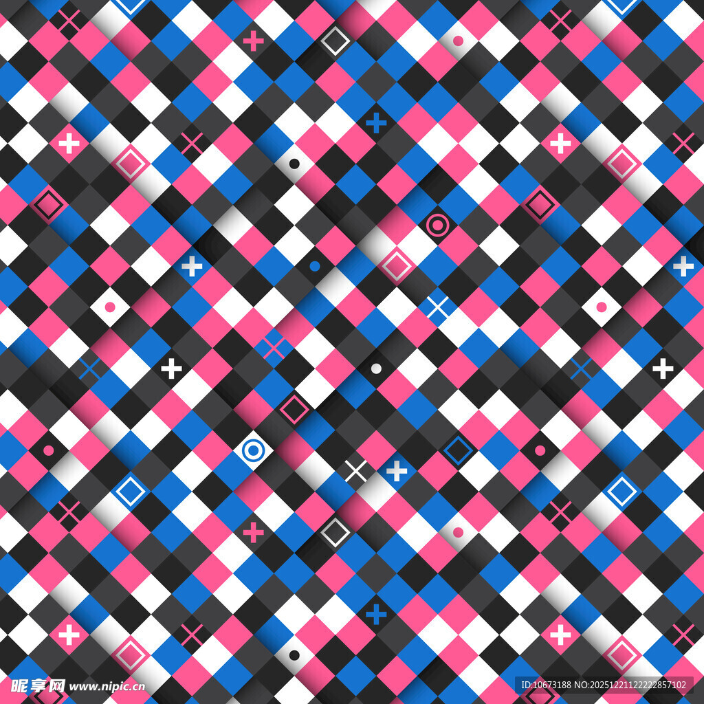 多彩几何方块图案背景