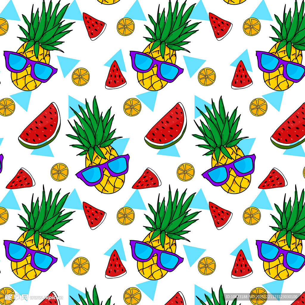 夏日水果墨镜图案背景