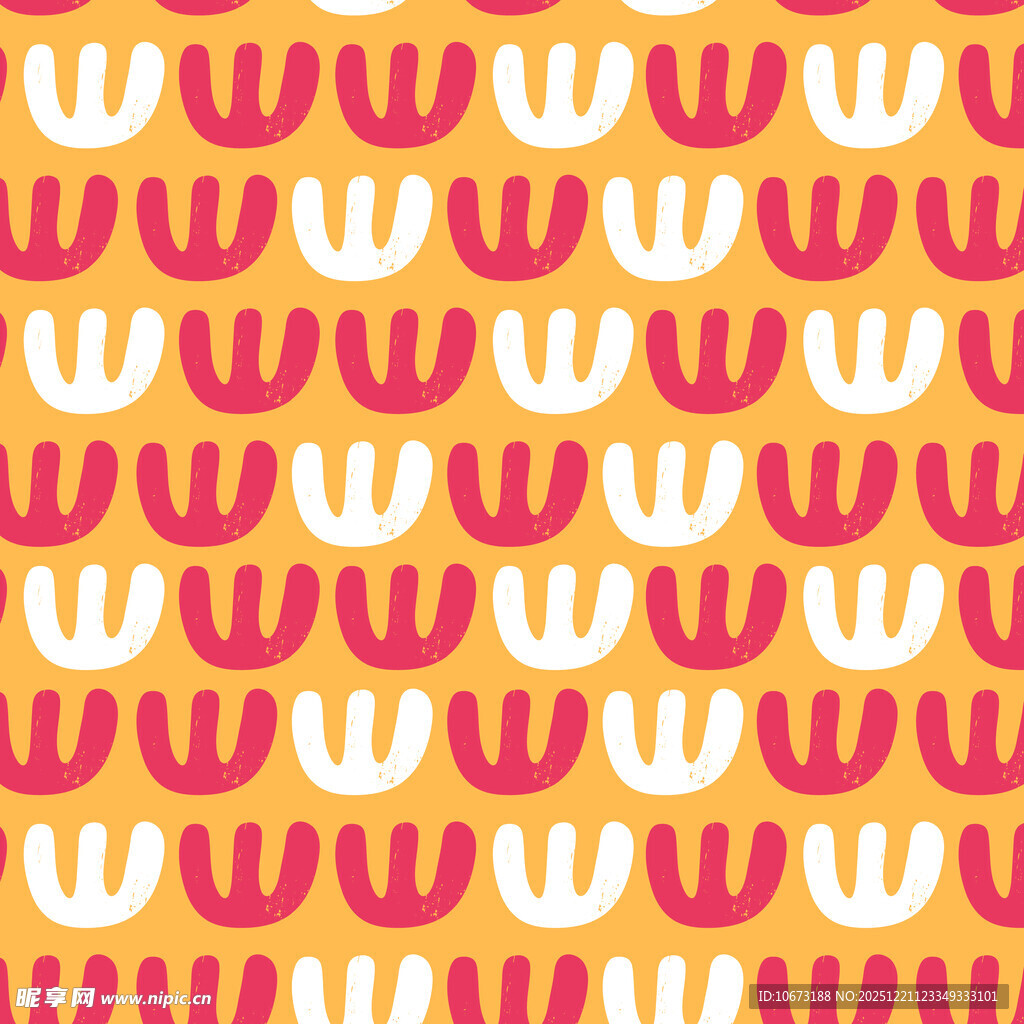 橙底红白图案无缝背景