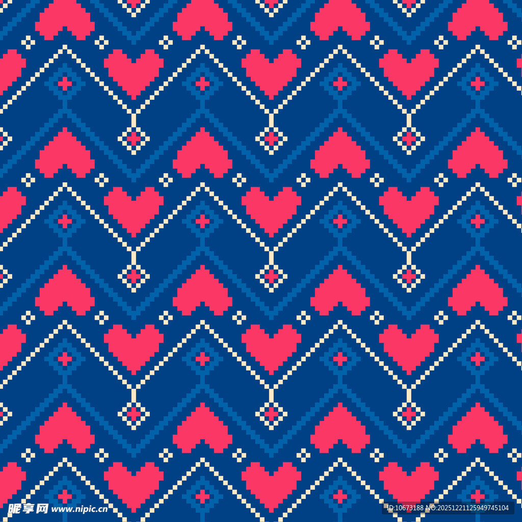 红蓝爱心几何图案背景