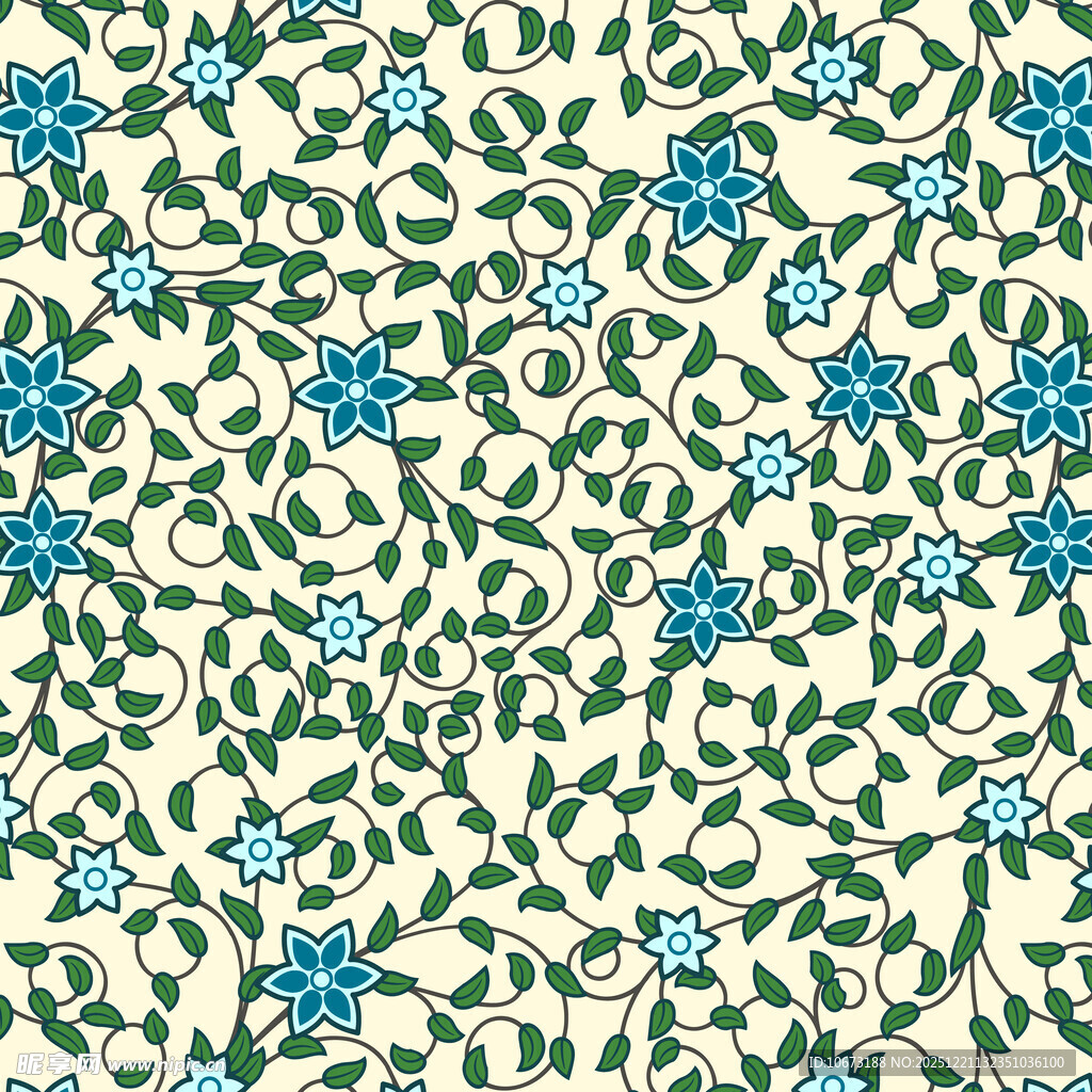 蓝绿花卉图案纹理背景