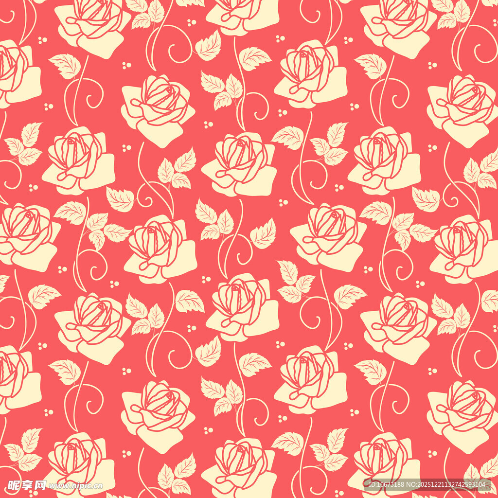 红色玫瑰花卉图案背景