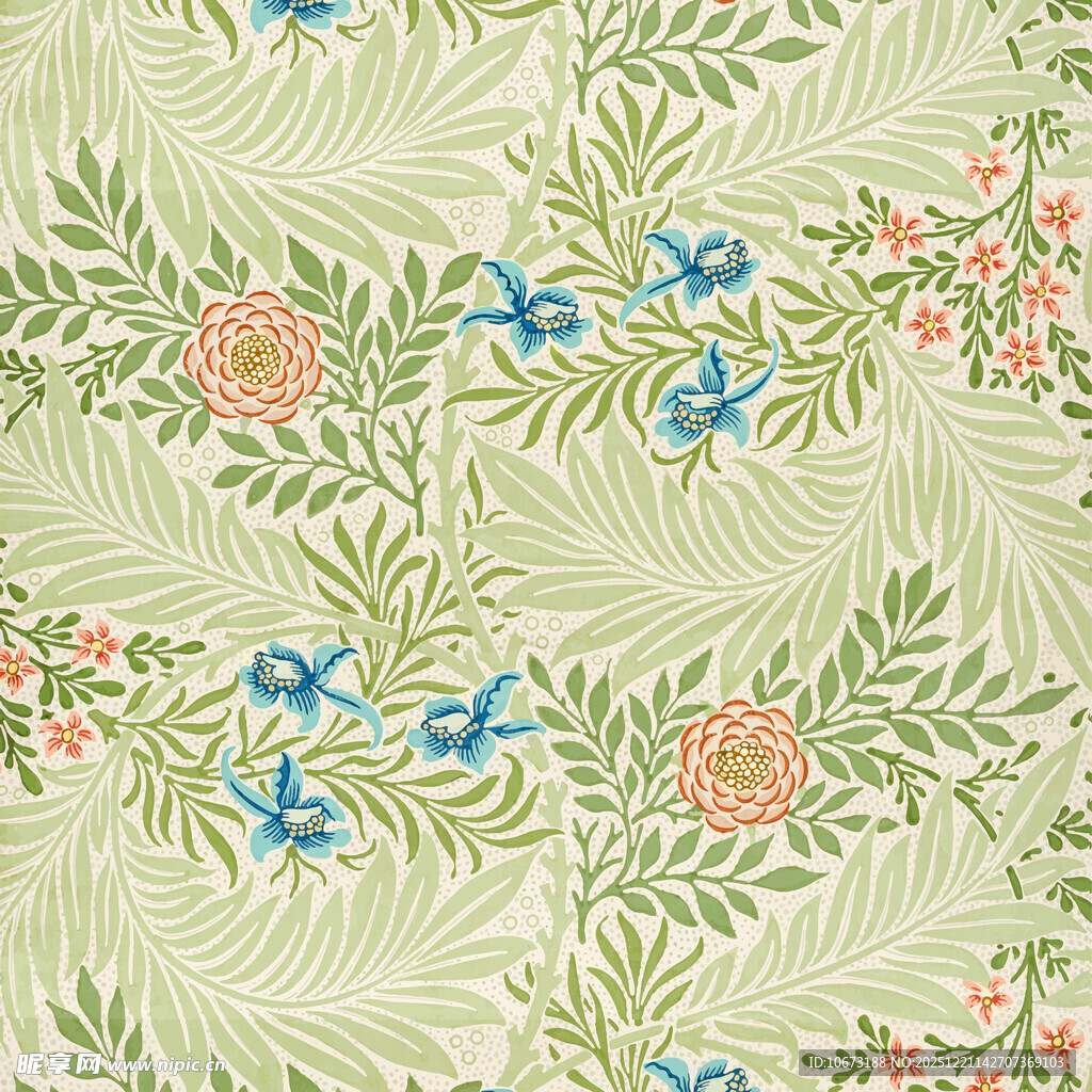 热带花鸟植物图案纹理