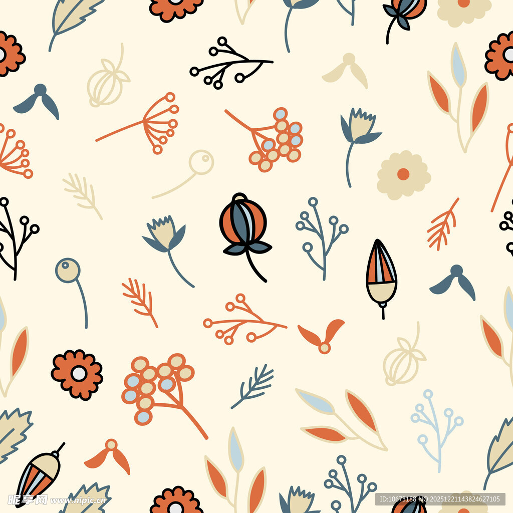 花卉昆虫图案的清新背景