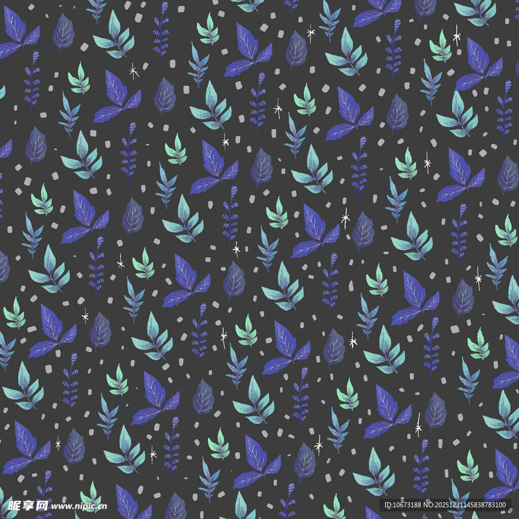 梦幻植物图案无缝背景