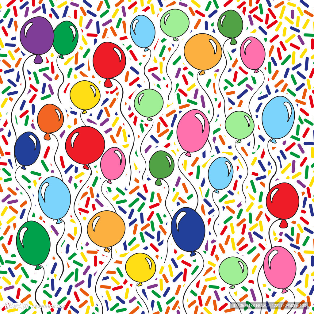 彩色气球与五彩纸屑背景