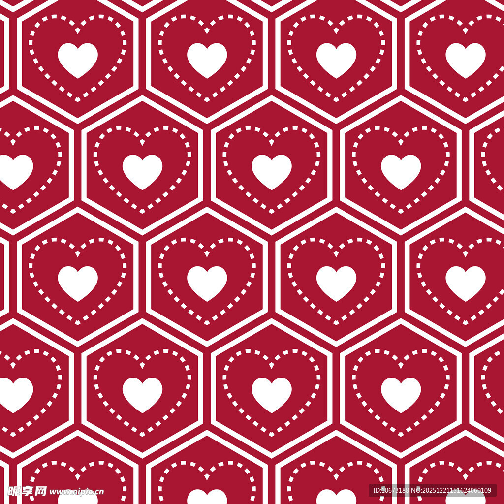 红心六边形图案背景纹理