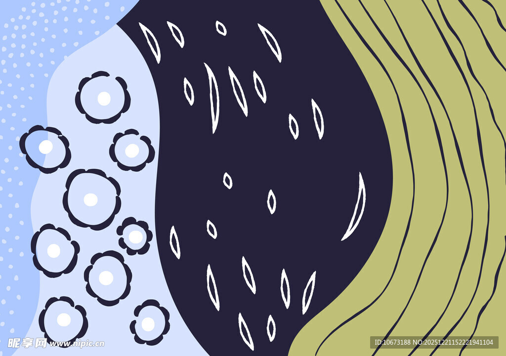抽象手绘气泡与波浪图案