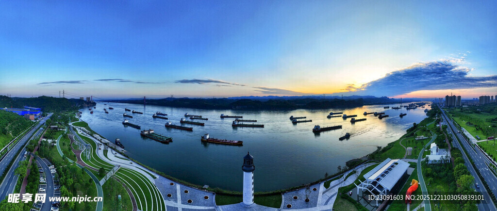 长江日落全景风光