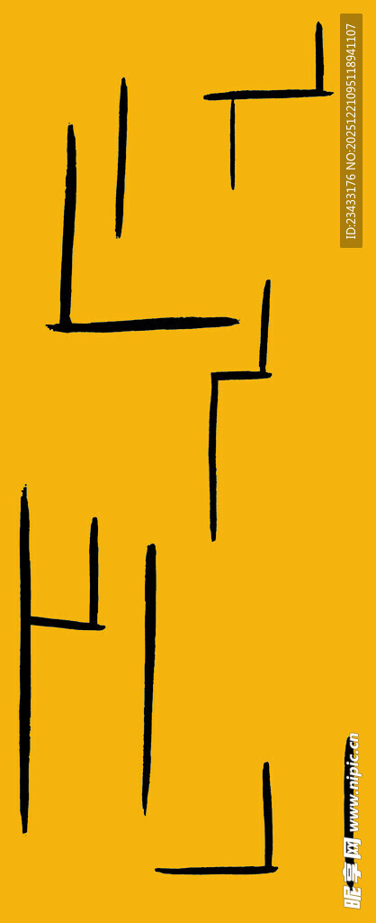 黄色背景上的黑色几何线条