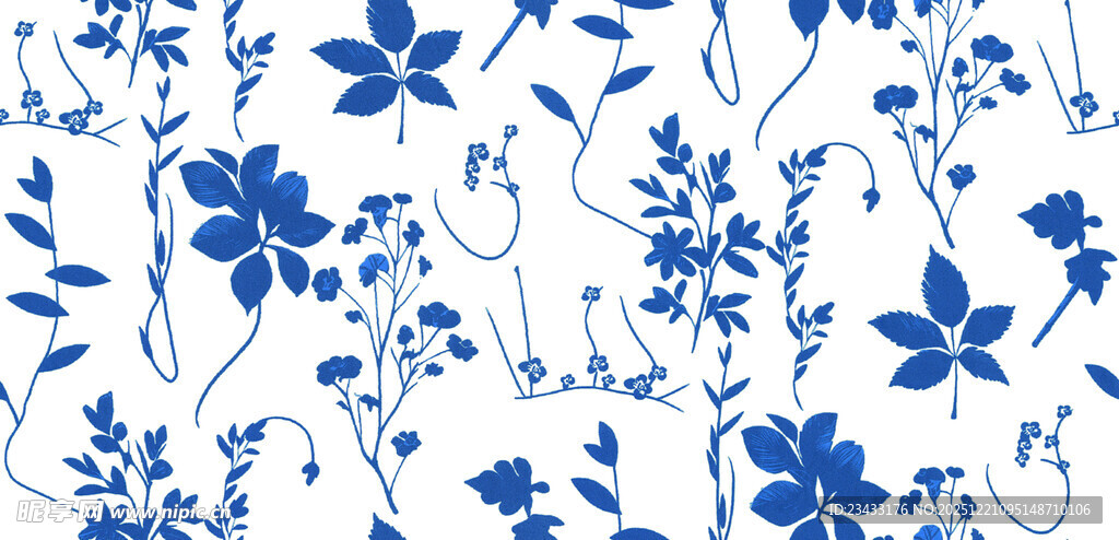 蓝白花卉图案背景