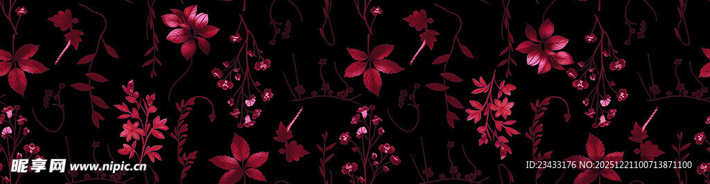 深红花卉图案背景